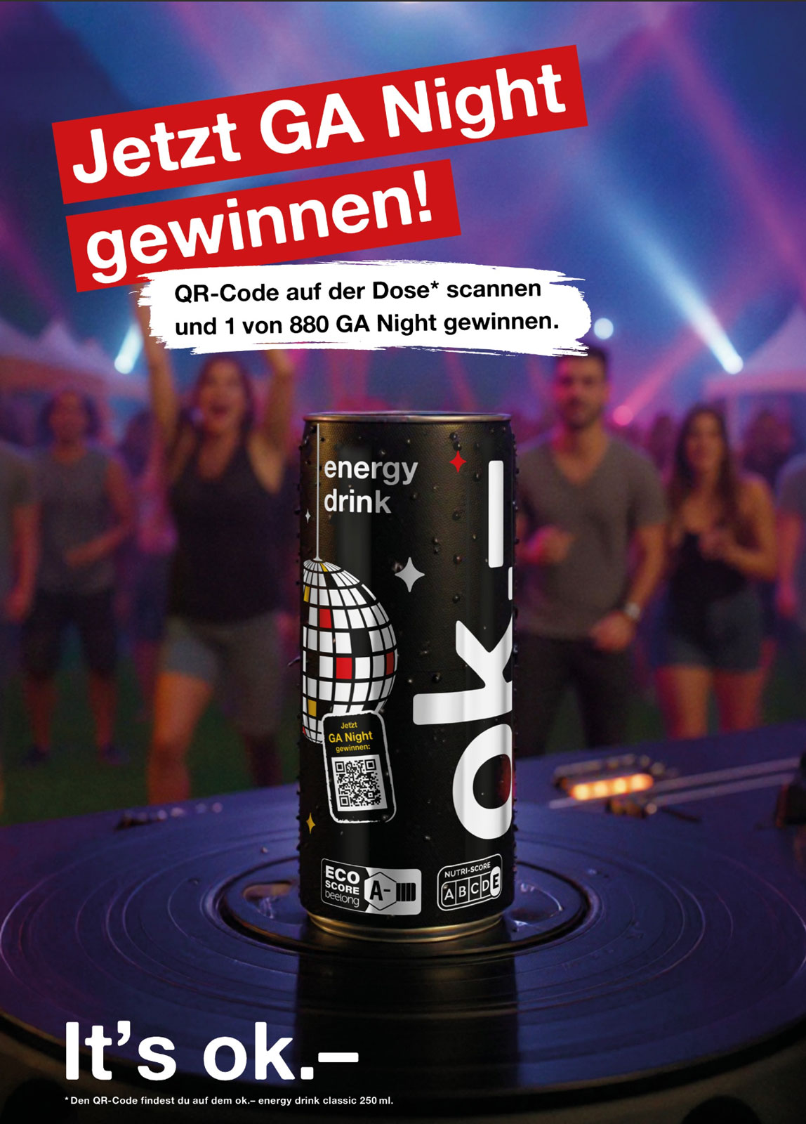GA Night gewinnen - mit ok.– energy drink special edition